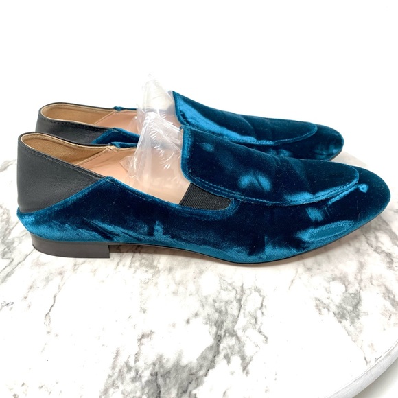 J. Crew Blue Velvet Step Back Convertible Smoking Loafers 6.5 Preppy Academia - Picture 2 of 12